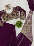 1DESIGNER GEORGETTE EMBROIDERY THREAD & SEMI BEADS WORK READY TO WEAR WHOLESALE PRICE ETHNIC GARMENT (23)