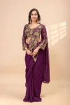 1DESIGNER GEORGETTE EMBROIDERY THREAD & SEMI BEADS WORK READY TO WEAR WHOLESALE PRICE ETHNIC GARMENT (23)