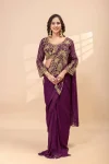 1DESIGNER GEORGETTE EMBROIDERY THREAD & SEMI BEADS WORK READY TO WEAR WHOLESALE PRICE ETHNIC GARMENT (23)