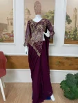 1DESIGNER GEORGETTE EMBROIDERY THREAD & SEMI BEADS WORK READY TO WEAR WHOLESALE PRICE ETHNIC GARMENT (23)
