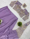 1DESIGNER RANGOLI SILK EMBROIDERY THREAD & DUAL SEQUENCE WORK READY TOP WEAR SAREE WITH STITCHED BLOUSE PARTY WEAR WHOLESALE PRICE ETHNIC GARMENT (19)