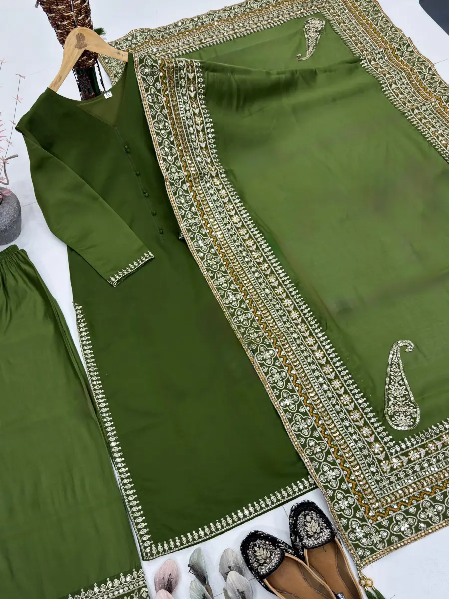 1DESIGNER ROMAN SILK EMBROIDERY SEQUENCE WORK TOP PALAZZO WITH DUPATTA FESTIVE WEAR WHOLESALE PRICE ETHNIC GARMENT (6)
