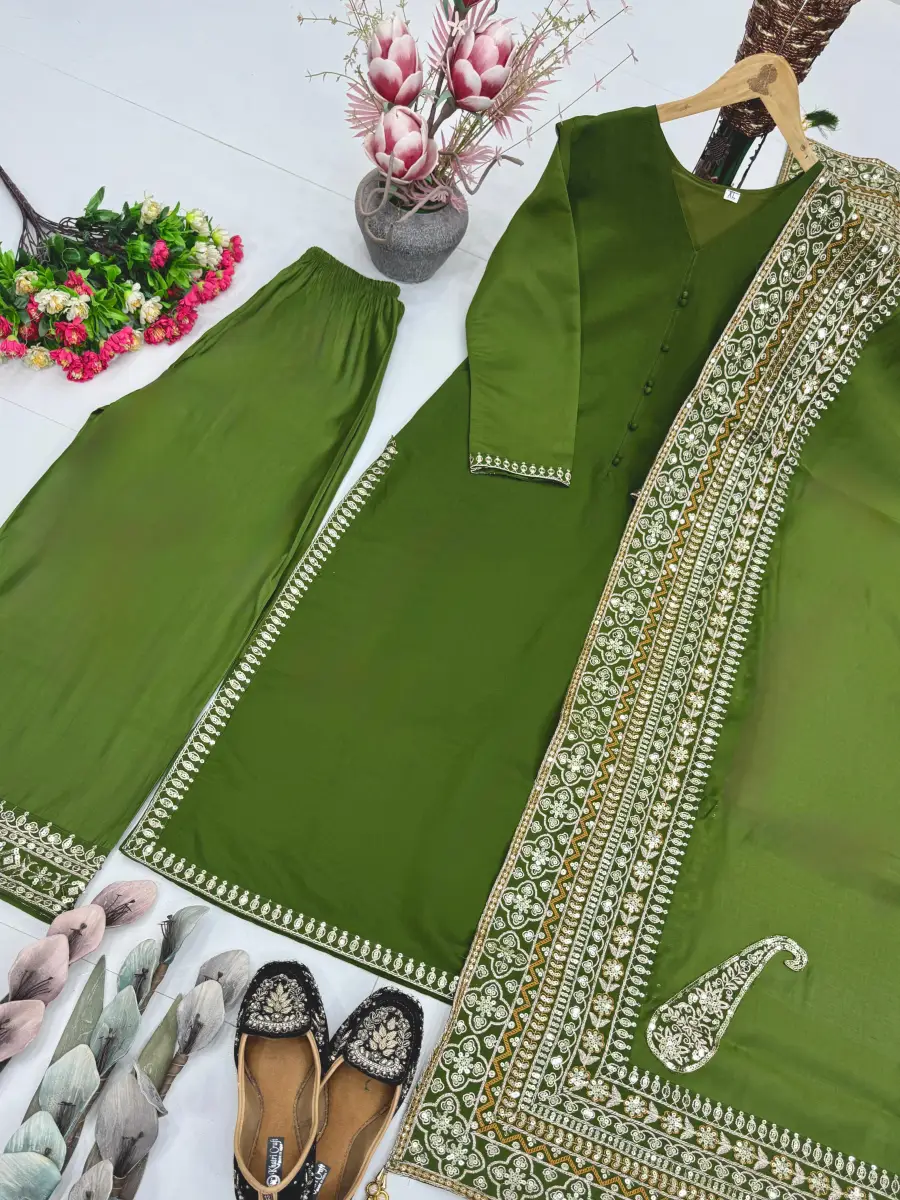 1DESIGNER ROMAN SILK EMBROIDERY SEQUENCE WORK TOP PALAZZO WITH DUPATTA FESTIVE WEAR WHOLESALE PRICE ETHNIC GARMENT (9)