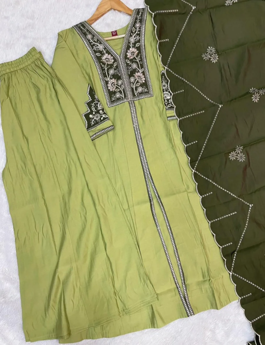 1DESIGNER ROMAN SILK MULTI EMBROIDERY THREAD WITH BEAUTIFUL HAND WORK TOP PALAZZO WITH DUPATTA FESTIVE WEAR WHOLESALE PRICE ETHNIC GARMENT (9)