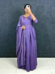 1DESIGNER VICHITRA SILK HANDWORK GOWN WITH DUPATTA FESTIVE WEAR WHOLESALE PRICE ETHNIC GARMENT (12)