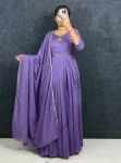 DESIGNER VICHITRA SILK HANDWORK GOWN WITH DUPATTA LAVENDER