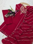 1FANCY CHANDERI SILK SEQUENCE CODING EMBROIDERY WORK TOP BOTTOM WITH DUPATTA FESTIVE WEAR WHOLESALE PRICE ETHNIC GARMENT (6)