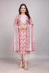 FANCY COTTON BLEND FOIL PRINT WORK TOP BOTTOM WITH DUPATTA PEACH