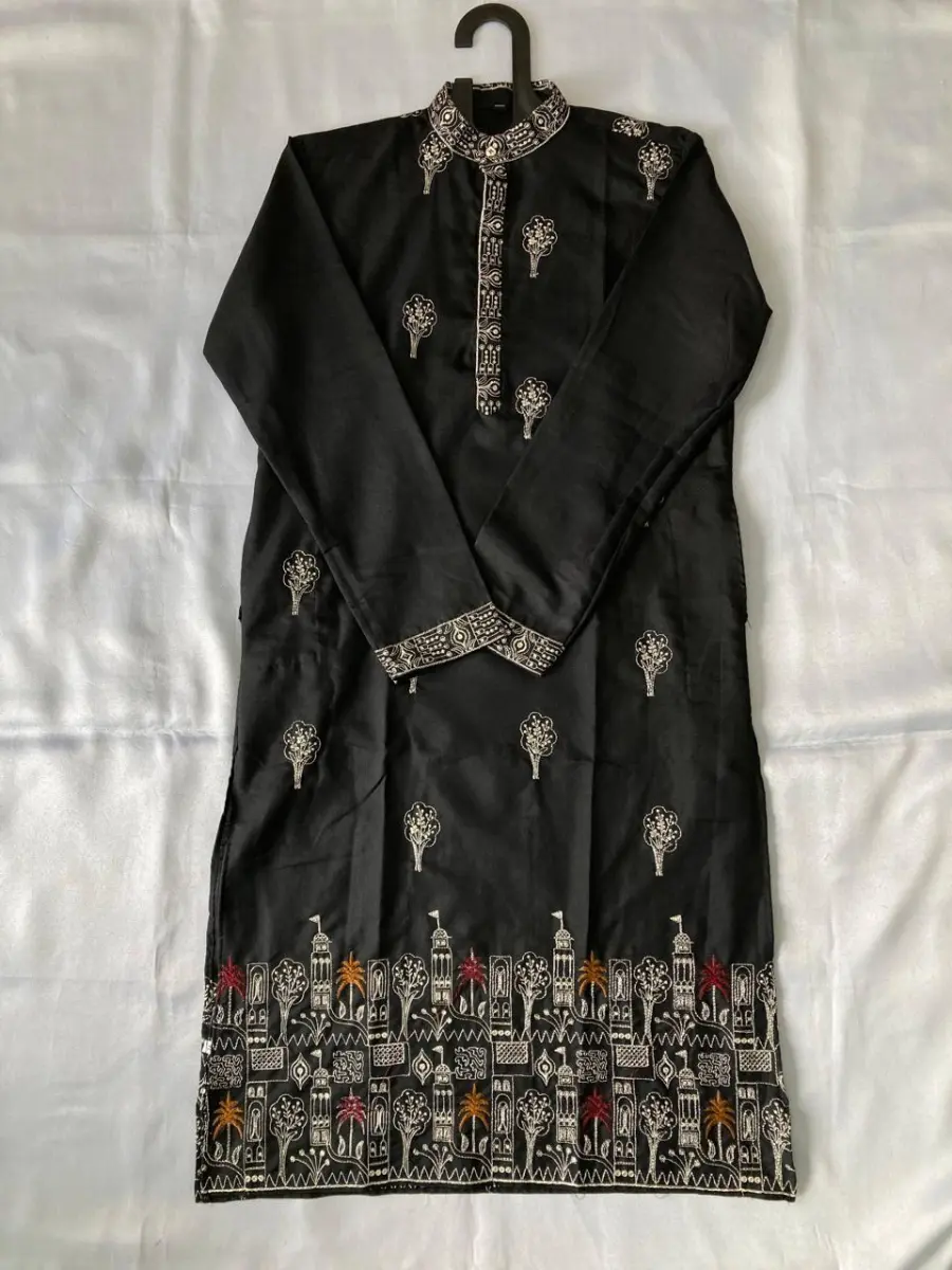 1FANCY COTTON EMBROIDERY WORK MEN'S KURTA PAYJAMA FESTIVE WEAR WHOLESALE PRICE ETHNIC GARMENT (4)