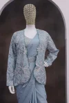 1FANCY CREPE SILK EMBROIDERY SEQUENCE CODING WORK READY TO WEAR SAREE WITH STITCHED BLOUSE AND KOTI PARTY WEAR WHOLESALE PRICE ETHNIC GARMENT (19)