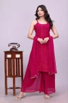 1FANCY GEORGETTE SEQUENCE EMBROIDERY WORK TOP PALAZZO WITH DUPATTA FESTIVE WEAR WHOLESALE PRICE ETHNIC GARMENT (31)