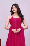 1FANCY GEORGETTE SEQUENCE EMBROIDERY WORK TOP PALAZZO WITH DUPATTA FESTIVE WEAR WHOLESALE PRICE ETHNIC GARMENT (31)