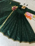 1FANCY HANDLOOK COTTON ZARI WEAVING BUTTI WORK GOWN WITH DUPATTA FESTIVE WEAR WHOLESALE PRICE ETHNIC GARMENT (16)