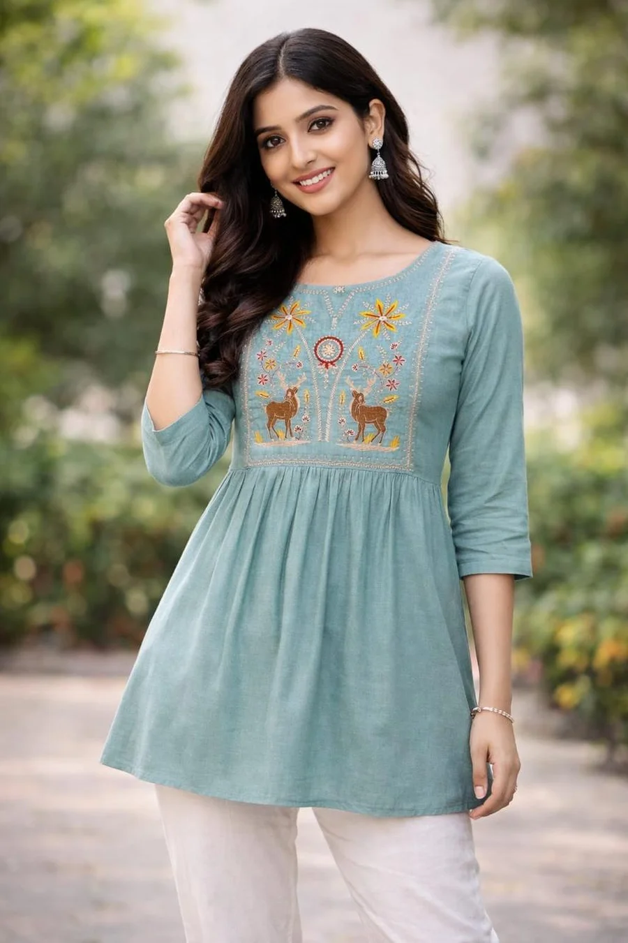 1FANCY RAYON EMBROIDERY WORK ONLY TOP DAILY WEAR WHOLESALE PRICE ETHNIC GARMENT (5)
