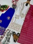 1FANCY SILK EMBROIDERY SEQUENCE WITH LACE BORDER WORK TOP PALAZZO WITH DUPATTA FESTIVE WEAR WHOLESALE PRICE ETHNIC GARMENT (17)