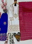 1FANCY SILK EMBROIDERY SEQUENCE WITH LACE BORDER WORK TOP PALAZZO WITH DUPATTA FESTIVE WEAR WHOLESALE PRICE ETHNIC GARMENT (17)
