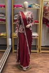 1MODERN CHINON EMBROIDERY WORK READY TO WEAR SAREE WITH FULL STITCHED JACKET AND BLOUSE PARTY WEAR WHOLESALE PRICE ETHNIC GARMENT (16)