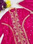 1MODERN CHINON SILK MULTI THREAD EMBROIDERY WITH SEQUENCE WORK TOP LEHENGA WITH DUPATTA FESTIVE WEAR WHOLESALE PRICE ETHNIC GARMENT (12)