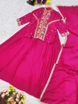 1MODERN CHINON SILK MULTI THREAD EMBROIDERY WITH SEQUENCE WORK TOP LEHENGA WITH DUPATTA FESTIVE WEAR WHOLESALE PRICE ETHNIC GARMENT (12)