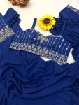 1MODERN CREPE SILK EMBROIDERY SEQUENCE LACE WORK READY TO WEAR SAREE WITH STITCHED BLOUSE AND KOTI PARTY WEAR WHOLESALE PRICE ETHNIC GARMENT (32)