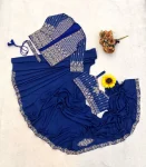 1MODERN CREPE SILK EMBROIDERY SEQUENCE LACE WORK READY TO WEAR SAREE WITH STITCHED BLOUSE AND KOTI PARTY WEAR WHOLESALE PRICE ETHNIC GARMENT (32)
