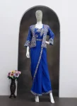 1MODERN CREPE SILK EMBROIDERY SEQUENCE LACE WORK READY TO WEAR SAREE WITH STITCHED BLOUSE AND KOTI PARTY WEAR WHOLESALE PRICE ETHNIC GARMENT (32)