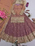 1MODERN FENDY SILK EMBROIDERY SEQUENCE WORK TOP LEHENGA WITH DUPATTA WEDDING WEAR WHOLESALE PRICE ETHNIC GARMENT (5)
