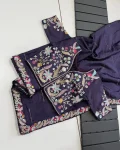 1MODERN RANGOLI SILK EMBROIDERY SEQUENCE WITH MULTI THREAD AND CUT WORK LACE SAREE WITH STITCHED BLOUSE WEDDING WEAR WHOLESALE PRICE ETHNIC GARMENT (22)