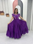 1MODERN ROMAN EMBROIDERY THREAD & KHATLI WORK GOWN FESTIVE WEAR WHOLESALE PRICE ETHNIC GARMENT (10)