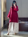 MODERN ROMAN SILK LACE WORK TOP PALAZZO SET RANI