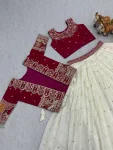 1MODERN VICHITRA EMBROIDERY THREAD WORK LEHNEGA CHOLI WITH KOTI PARTY WEAR WHOLESALE PRICE ETHNIC GARMENT (7)