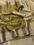 1NEW ARRIVAL BANARASI TISSUE SILK WEAVING ZARI WORK SAREE WITH UNSTITCHED BLOUSE FESTIVE WEAR WHOLESALE PRICE ETHNIC GARMENT (4)