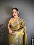 1NEW ARRIVAL BANARASI TISSUE SILK WEAVING ZARI WORK SAREE WITH UNSTITCHED BLOUSE FESTIVE WEAR WHOLESALE PRICE ETHNIC GARMENT (4)