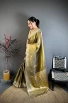 1NEW ARRIVAL BANARASI TISSUE SILK WEAVING ZARI WORK SAREE WITH UNSTITCHED BLOUSE FESTIVE WEAR WHOLESALE PRICE ETHNIC GARMENT (4)