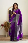 1NEW ARRIVAL LICHI SILK RICH PALLU & JACQUARD WORK SAREE WITH UNSTITCHED BLOUSE FESTIVE WEAR WHOLESALE PRICE ETHNIC GARMENT (10)