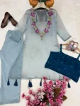 1NEW ARRIVAL ORGANZA BEAUTIFUL THREAD & SEQUENCE EMBROIDERY WORK TOP BLOUSE WITH BOTTOM PARTY WEAR WHOLESALE PRICE ETHNIC GARMENT (7)