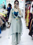 NEW ARRIVAL ORGANZA BEAUTIFUL THREAD & SEQUENCE EMBROIDERY WORK TOP BLOUSE WITH BOTTOM SKY