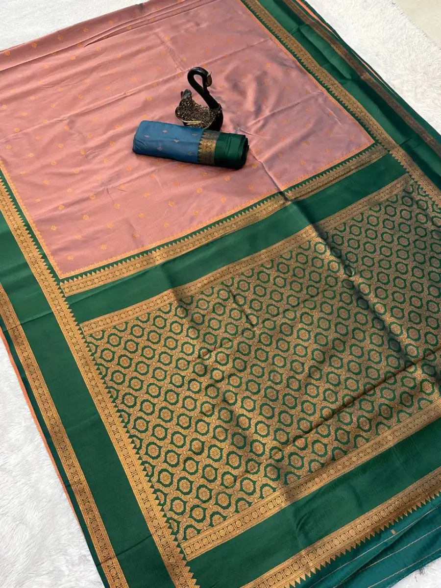 1NEW ARRIVAL TWO TONE SILK ZARI MOTIFS WITH WOVEN CONTRAST ZARI PALLU AND BORDER WORK SAREE WITH UNSTITCHED BLOUSE FESTIVE WEAR WHOLESALE PRICE ETHNIC GARMMENT (41)