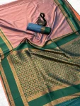 1NEW ARRIVAL TWO TONE SILK ZARI MOTIFS WITH WOVEN CONTRAST ZARI PALLU AND BORDER WORK SAREE WITH UNSTITCHED BLOUSE FESTIVE WEAR WHOLESALE PRICE ETHNIC GARMMENT (35)