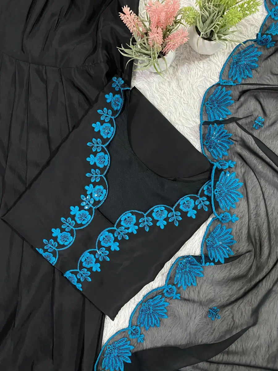 1RICH LOOK CREPE SILK SEQUENCE EMBROIDERY WORK TOP PATIYALA WITH DUPATTA CASUAL WEAR WHOLESALE PRICE ETHNIC GARMENT (22)
