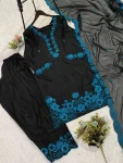 1RICH LOOK CREPE SILK SEQUENCE EMBROIDERY WORK TOP PATIYALA WITH DUPATTA CASUAL WEAR WHOLESALE PRICE ETHNIC GARMENT (24)