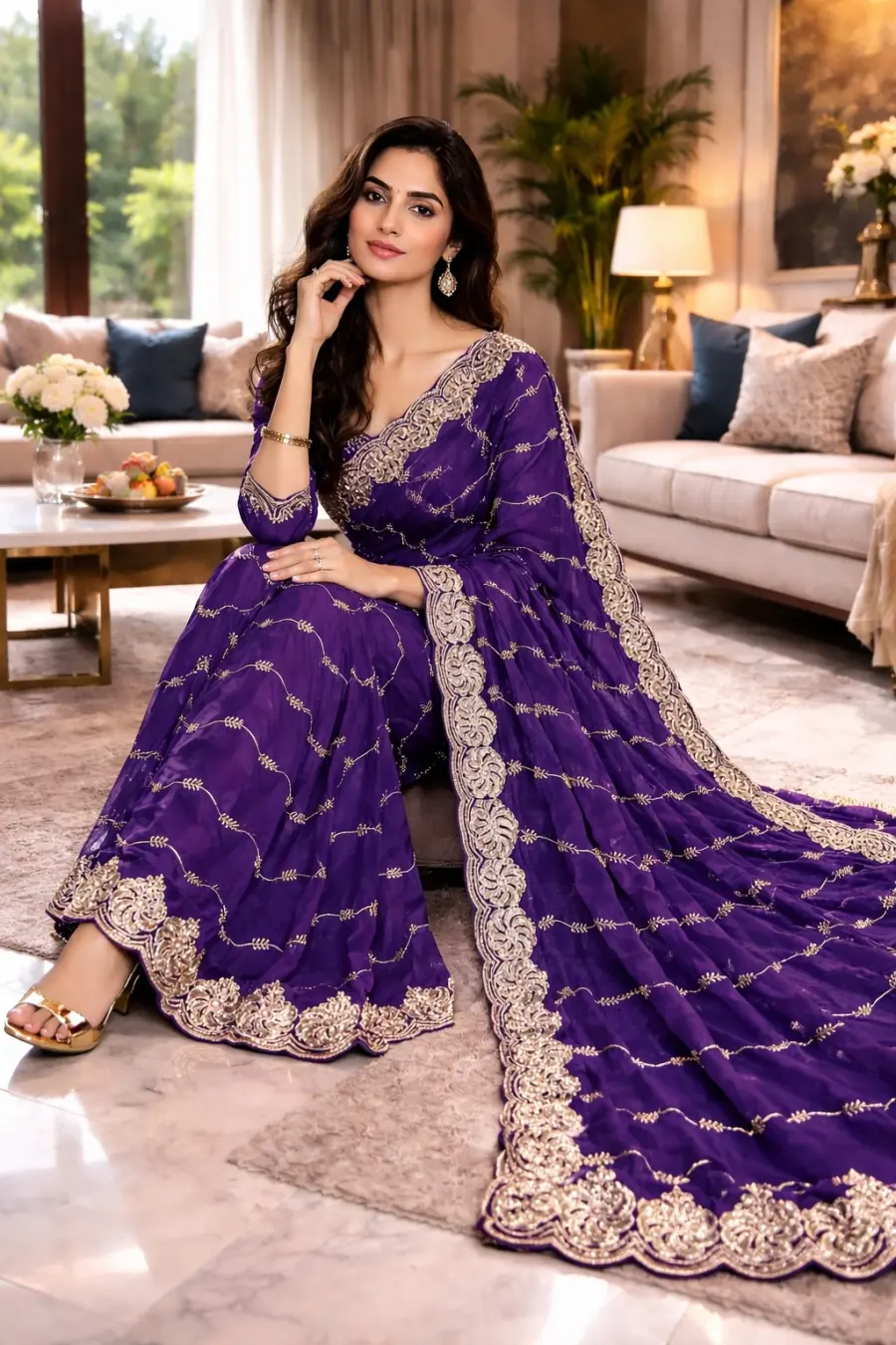 1RICH LOOK FENDY SATIN BEADS EMBROIDERY AND LINING WORK WITH CUTWORK BORDER SAREE WITH UNSTITCHED BLOUSE WEDDING WEAR WHOLESALE PRICE ETHNIC GARMENT (8)