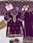 1RICH LOOK GEORGETTE EMBROIDERY, 5 MM SEQUENCE & CODING & MOTI WORK TOP PALAZZO WITH DUPATTA FESTIVE WEAR WHOLESALE PRICE ETHNIC GARMENT (13)