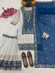 1RICH LOOK GEORGETTE SEQUENCE & ZARI EMBROIDERY WITH PEARL MOTI WORK TOP SHARARA WITH DUPATTA FESTIVE WEAR WHOLESALE PRICE ETHNIC GARMENT (15)
