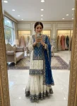 1RICH LOOK GEORGETTE SEQUENCE & ZARI EMBROIDERY WITH PEARL MOTI WORK TOP SHARARA WITH DUPATTA FESTIVE WEAR WHOLESALE PRICE ETHNIC GARMENT (15)