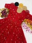 1RICH LOOK MUL CHANDERI EMBROIDERY THREAD WORK ONE PIECE DRESS DAILY WEAR WHOLESALE PRICE ETHNIC GARMENT (4)