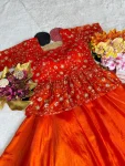 1RICH LOOK SPACE SILK SEQUENCE EMBROIDERY WORK TOP LEHENGA SET WEDDING WEAR WHOLESALE PRICE ETHNIC GARMENT (2)