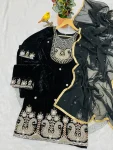 1RICH LOOK VELVET BEADS, PIPE & 3 MM SEQUENCE WORK TOP BOTTOM WITH DUPATTA FESTIVE WEAR WHOLESALE PRICE ETHNIC GARMENT (4)