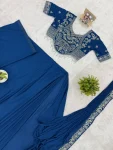 1TRENDING CHINON SEMI- BEADS EMBROIDERY WORK READY TO WEAR SAREE WITH STITCHED BLOUSE PARTY WEAR WHOLESALE PRICE ETHNIC GARMENT (16)