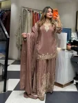 1TRENDING NATURAL CREPE THREAD WITH SEQUENCE & FANCY LACE WORK TOP PALAZZO WITH DUPATTA FESTIVE WEAR WHOLESALE PRICE ETHNIC GARMENT (3)